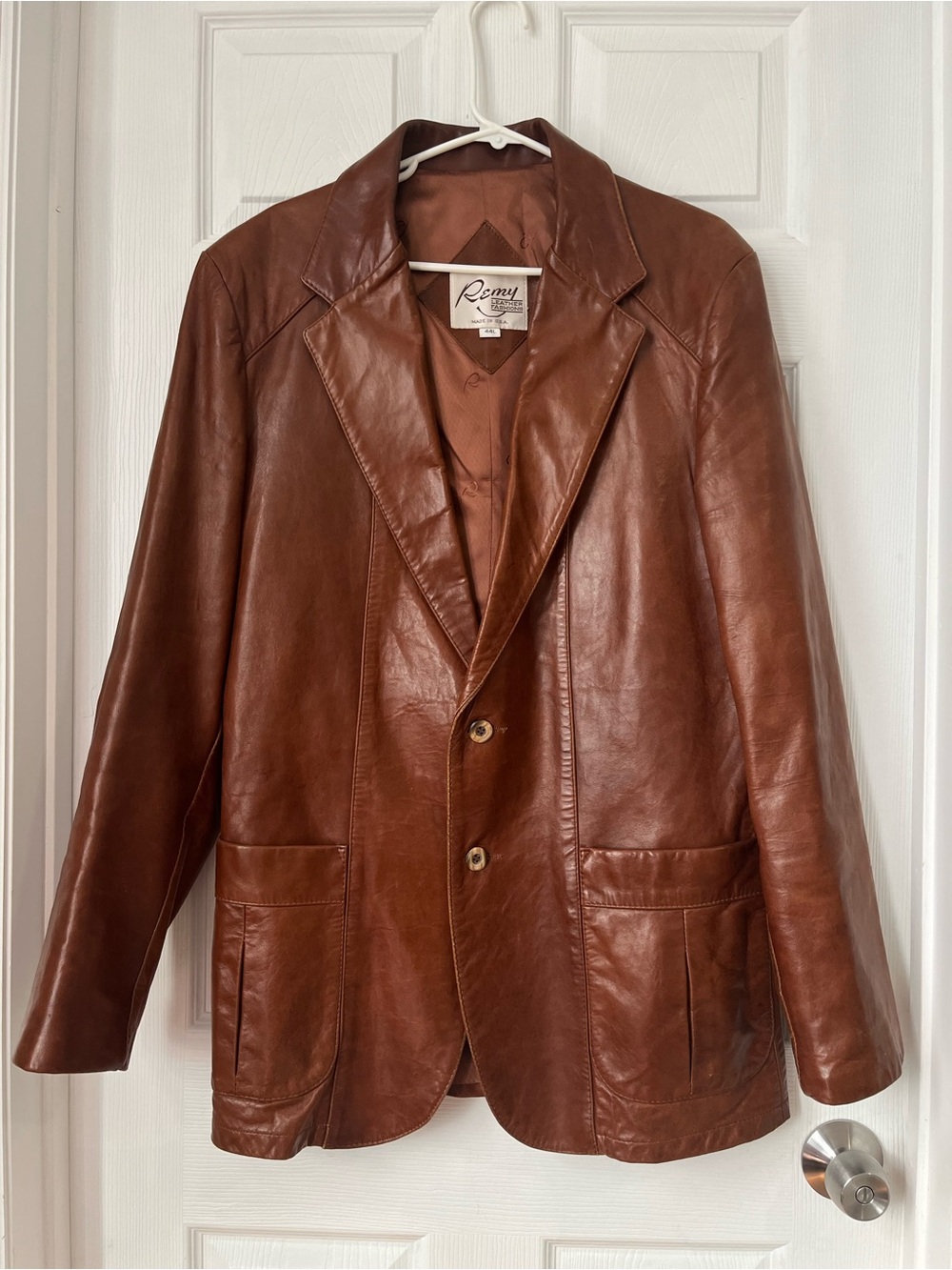 Remy Brown Leather Blazer Jacket size 44L